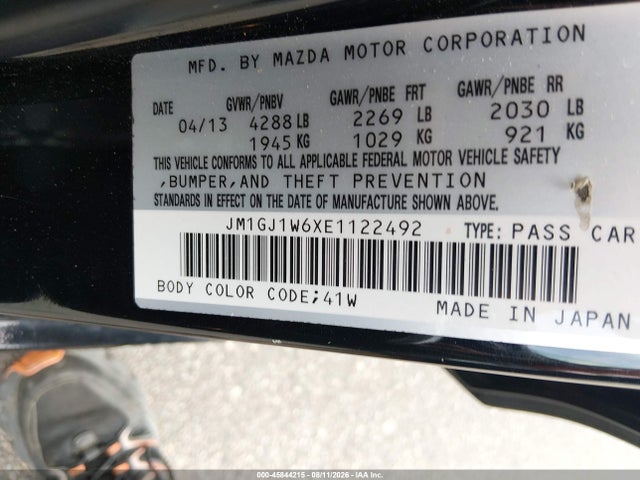 Aukcja sprzedaży 2014 Mazda Mazda6 I Grand Touring, vin: JM1GJ1W6XE1122492, numer aukcji: 45844215