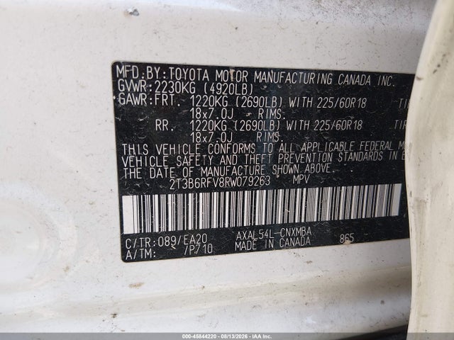 Продажа на аукционе авто 2024 Toyota Rav4 Hybrid Xle Premium, vin: 2T3B6RFV8RW079263, номер лота: 45844220