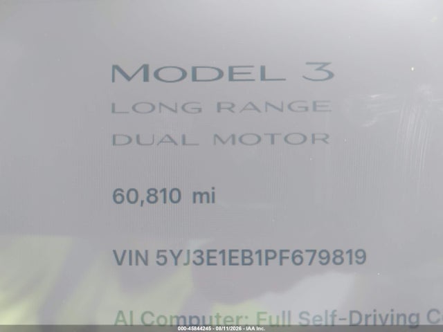 Продаж на аукціоні авто 2023 Tesla Model 3 Long Range Dual Motor All-wheel Drive, vin: 5YJ3E1EB1PF679819, номер лоту: 45844245