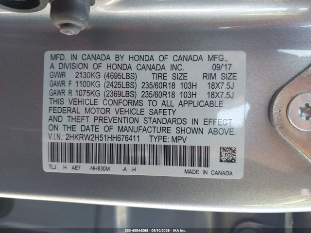 Honda CR-V EX 2017 2HKRW2H51HH676411 Image 9