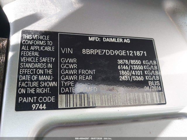 Mercedes-Benz Sprinter 2500 Normal Roof 2016 8BRPE7DD9GE121871 Image 9