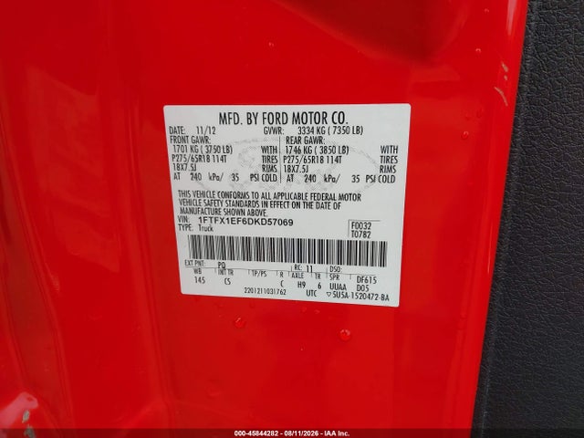 Продаж на аукціоні авто 2013 Ford F-150 Stx, vin: 1FTFX1EF6DKD57069, номер лоту: 45844282