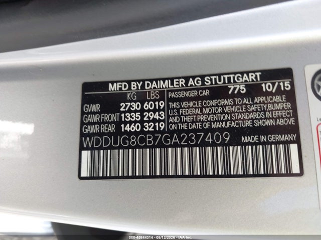 45844314 :رقم المزاد ، WDDUG8CB7GA237409 vin ، 2016 Mercedes-benz S 550 مزاد بيع