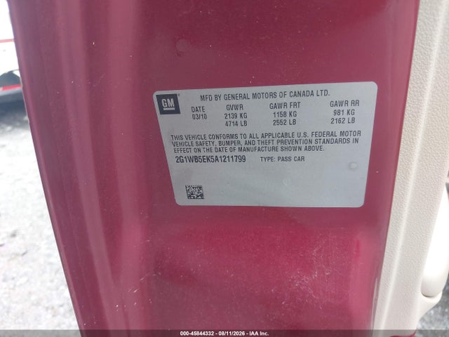 Aukcja sprzedaży 2010 Chevrolet Impala Lt, vin: 2G1WB5EK5A1211799, numer aukcji: 45844332