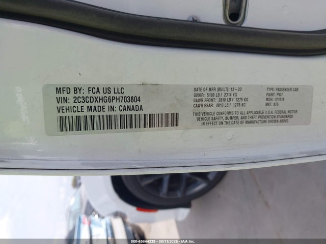45844339 :رقم المزاد ، 2C3CDXHG6PH703804 vin ، 2023 Dodge Charger Gt مزاد بيع