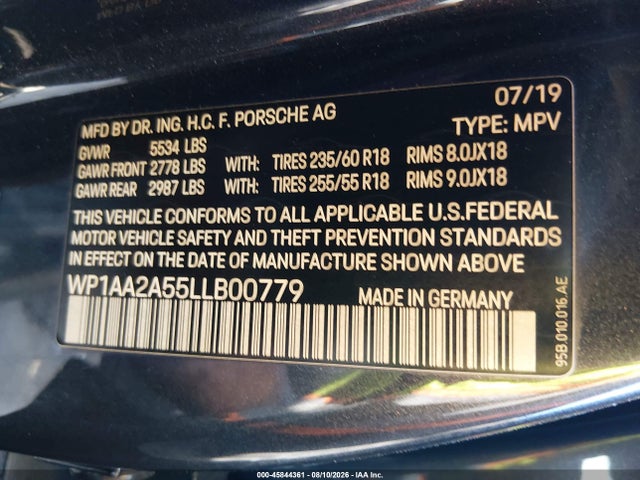 WP1AA2A55LLB00779 Porsche Macan
