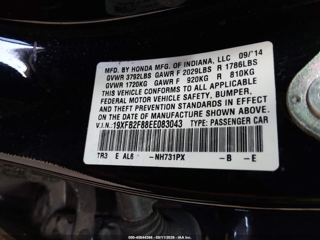 Honda CIVIC EX 2014 19XFB2F88EE083043 Image 9