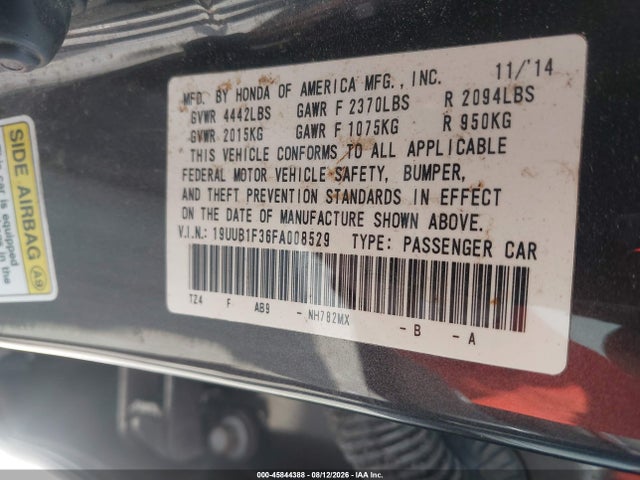 Aukcja sprzedaży 2015 Acura Tlx, vin: 19UUB1F36FA008529, numer aukcji: 45844388