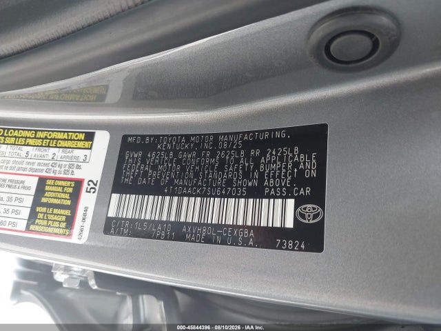 Продажа на аукционе авто 2025 Toyota Camry Xle, vin: 4T1DAACK7SU647035, номер лота: 45844396