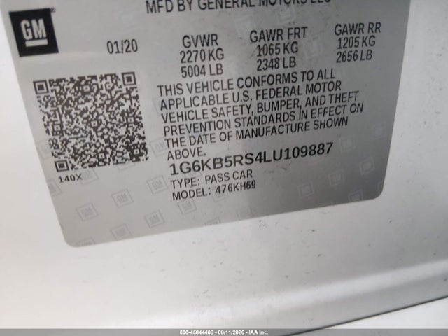Продаж на аукціоні авто 2020 Cadillac Ct6 Awd Luxury, vin: 1G6KB5RS4LU109887, номер лоту: 45844408