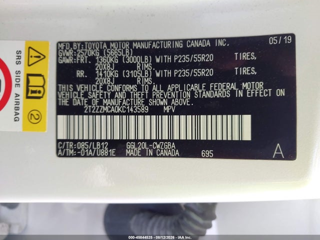 Продажа на аукционе авто 2019 Lexus Rx 350, vin: 2T2ZZMCA0KC143589, номер лота: 45844525