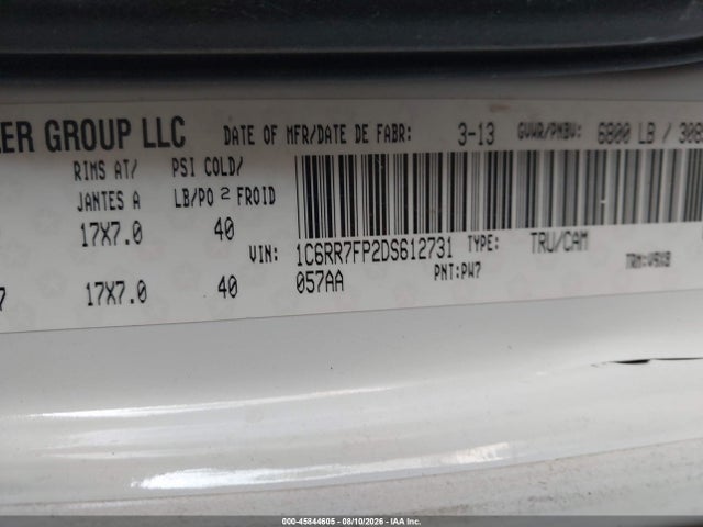 Aukcja sprzedaży 2013 Ram 1500 St, vin: 1C6RR7FP2DS612731, numer aukcji: 45844605