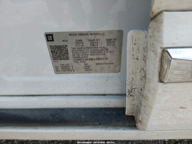 45844638 :رقم المزاد ، 1GNEVJKW6JJ262770 vin ، 2018 Chevrolet Traverse Premier مزاد بيع