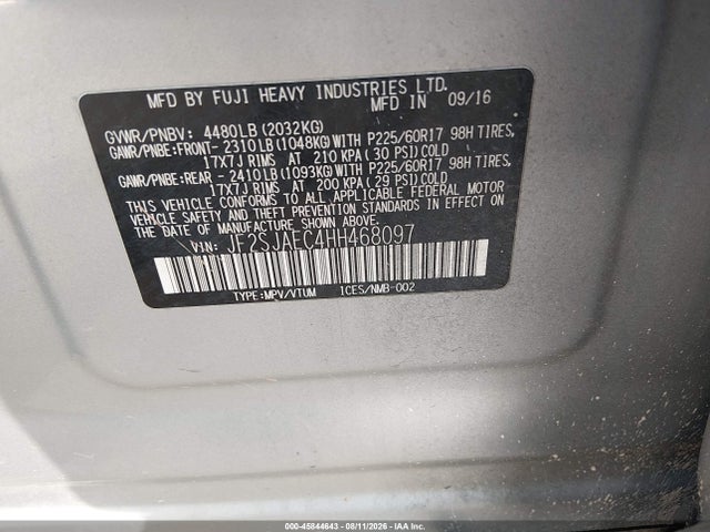 Subaru Forester 2.5i Premium 2017 JF2SJAEC4HH468097 Image 9