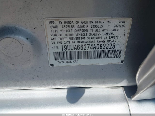 45844652 :رقم المزاد ، 19UUA66274A062328 vin ، 2004 Acura Tl مزاد بيع