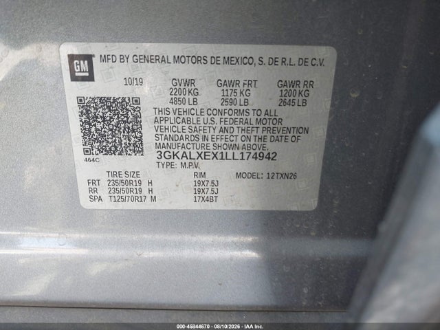 2020 Gmc Terrain Awd Denali მანქანა იყიდება აუქციონზე, vin: 3GKALXEX1LL174942, აუქციონის ნომერი: 45844670