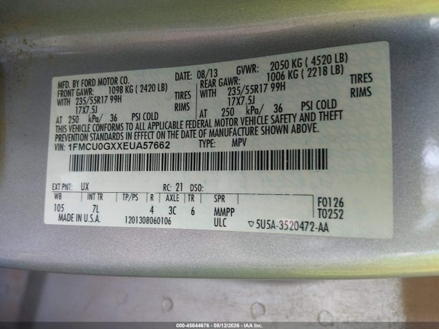 Продажа на аукционе авто 2014 Ford Escape Se, vin: 1FMCU0GXXEUA57662, номер лота: 45844676