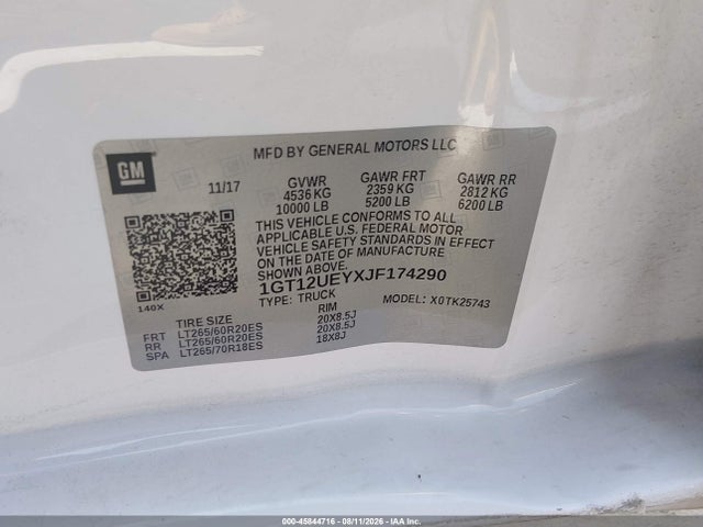 Продажа на аукционе авто 2018 Gmc Sierra 2500hd Denali, vin: 1GT12UEYXJF174290, номер лота: 45844716