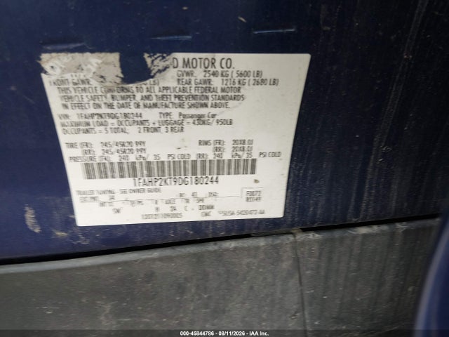 Продаж на аукціоні авто 2013 Ford Taurus Sho, vin: 1FAHP2KT9DG180244, номер лоту: 45844786