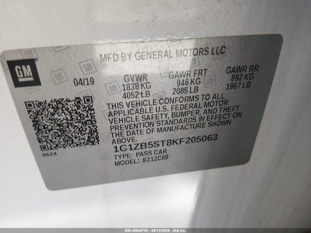 1G1ZB5ST8KF205063 Chevrolet Malibu 1ls
