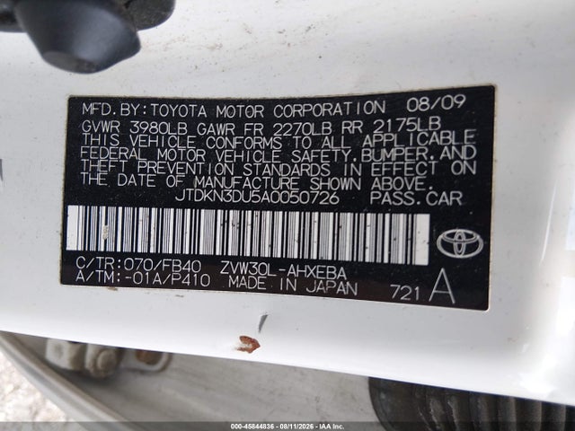 2010 Toyota Prius Iii მანქანა იყიდება აუქციონზე, vin: JTDKN3DU5A0050726, აუქციონის ნომერი: 45844836