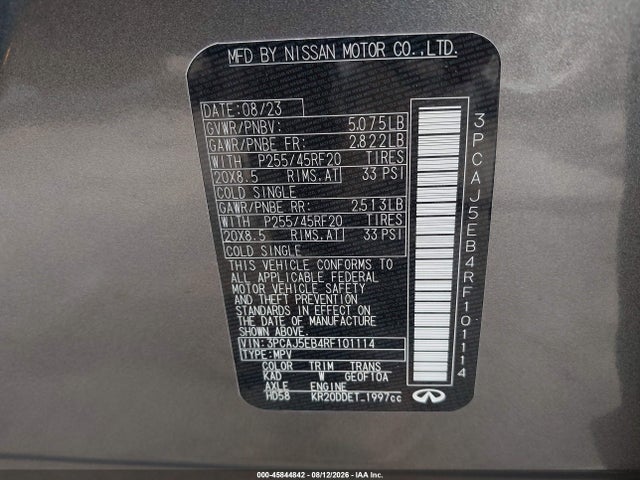 Продаж на аукціоні авто 2024 Infiniti Qx50 Sensory Awd, vin: 3PCAJ5EB4RF101114, номер лоту: 45844842