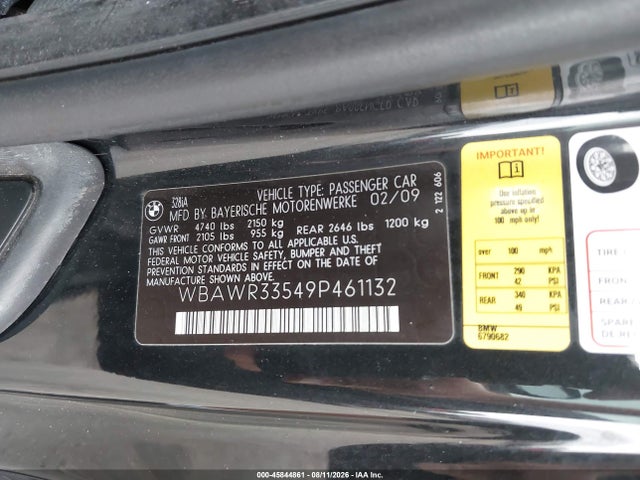 Продаж на аукціоні авто 2009 Bmw 328i, vin: WBAWR33549P461132, номер лоту: 45844861