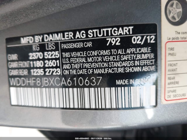 Продаж на аукціоні авто 2012 Mercedes-benz E 350 4matic, vin: WDDHF8JBXCA610637, номер лоту: 45844862