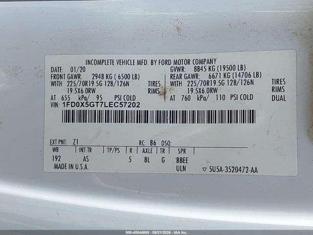 Ford F-550 Chassis Xl 2020 1FD0X5GT7LEC57202 Image 8