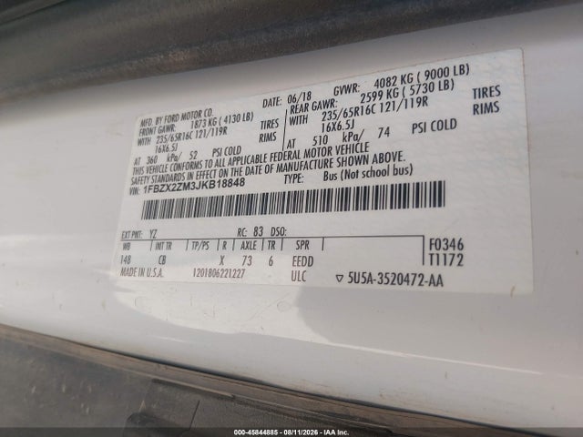Ford Transit-350 Xl 2018 1FBZX2ZM3JKB18848 Image 9