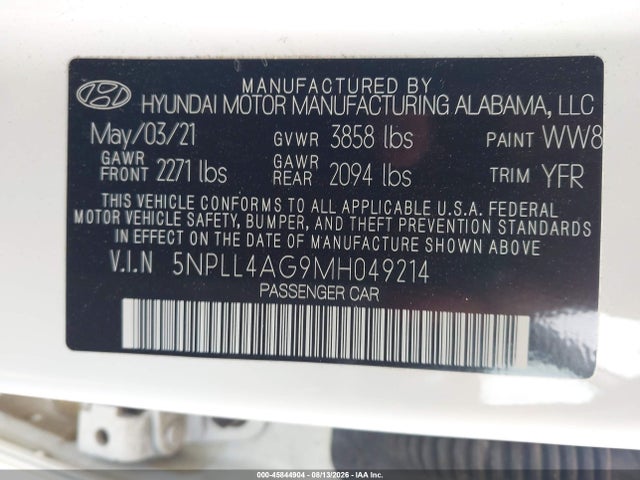 Hyundai ELANTRA SE 2021 5NPLL4AG9MH049214 Image 9