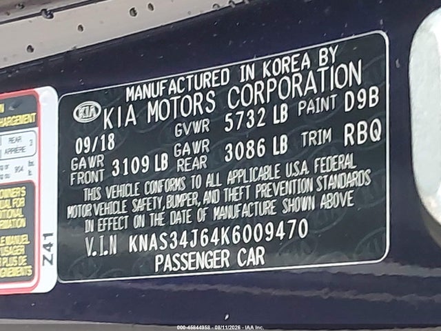 Aukcja sprzedaży 2019 Kia K900 Luxury, vin: KNAS34J64K6009470, numer aukcji: 45844958