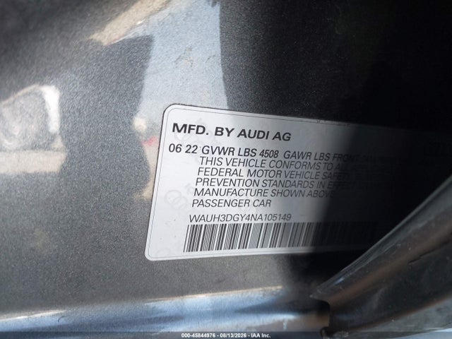 Продажа на аукционе авто 2022 Audi S3 Premium Plus Tfsi Quattro S Tronic, vin: WAUH3DGY4NA105149, номер лота: 45844976