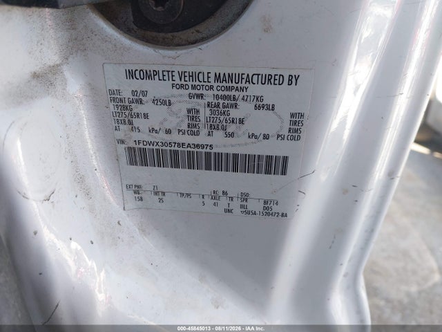 45845013 :رقم المزاد ، 1FDWX30578EA36975 vin ، 2008 Ford Super Duty F-350 Srw Xl/xlt مزاد بيع