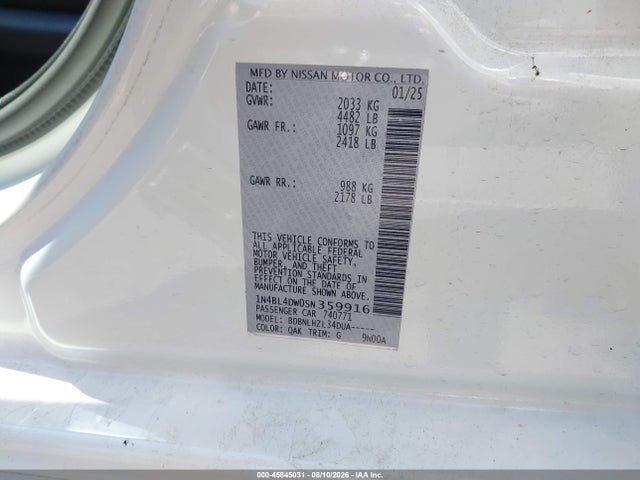 1N4BL4DW0SN359916 Nissan Altima Sv Awd