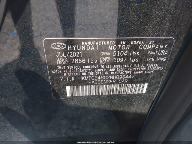 Aukcja sprzedaży 2022 Genesis G80 2.5t Rwd, vin: KMTGB4SC2NU096447, numer aukcji: 45845069