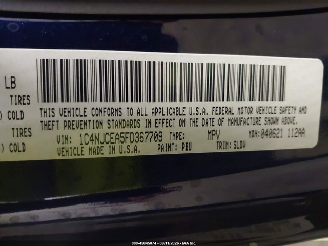 Продаж на аукціоні авто 2015 Jeep Compass High Altitude Edition, vin: 1C4NJCEA5FD367709, номер лоту: 45845074