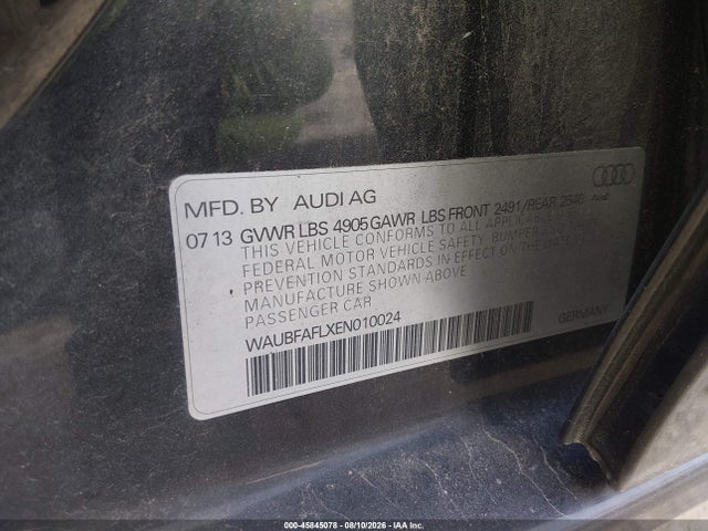 Продажа на аукционе авто 2014 Audi A4 2.0t Premium, vin: WAUBFAFLXEN010024, номер лота: 45845078