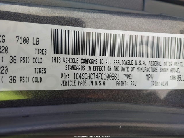 Продажа на аукционе авто 2015 Dodge Durango R/t, vin: 1C4SDHCT4FC100661, номер лота: 45845096