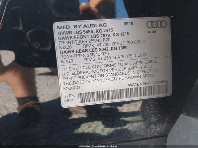 WA1BNAFY1J2244625 Audi Q5 2.0t Premium