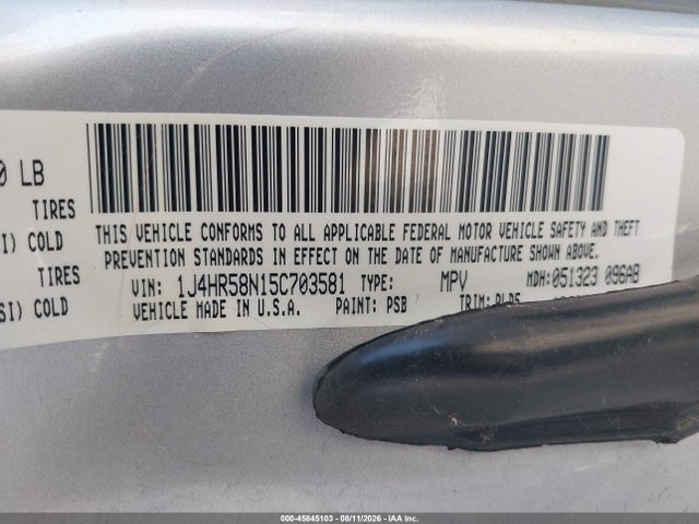 Aukcja sprzedaży 2005 Jeep Grand Cherokee Limited, vin: 1J4HR58N15C703581, numer aukcji: 45845103