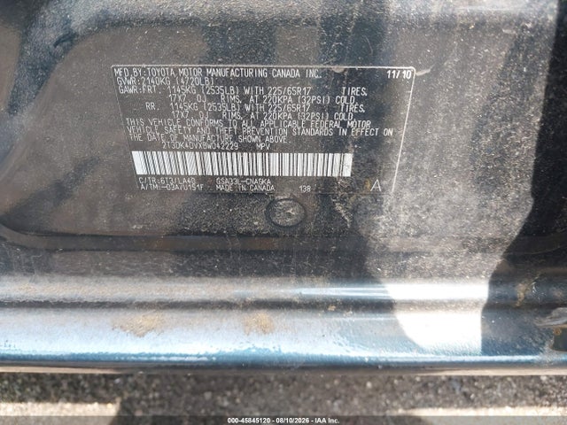 2011 Toyota Rav4 Limited V6 მანქანა იყიდება აუქციონზე, vin: 2T3DK4DVXBW042229, აუქციონის ნომერი: 45845120