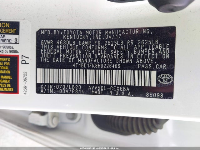 4T1BD1FK8HU226489 Toyota Camry Hybrid Xle