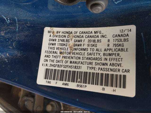 2HGFB2F52FH518331 Honda Civic Lx
