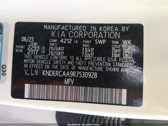 Продажа на аукционе авто 2024 Kia Seltos Ex, vin: KNDERCAA9R7530928, номер лота: 45845182