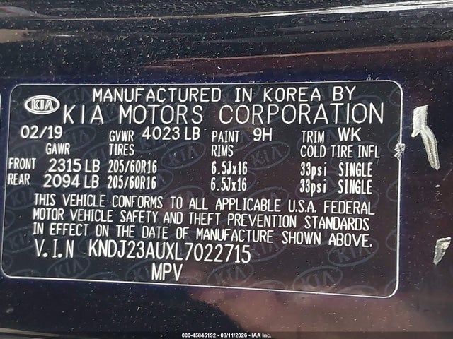 Продаж на аукціоні авто 2020 Kia Soul Lx, vin: KNDJ23AUXL7022715, номер лоту: 45845192