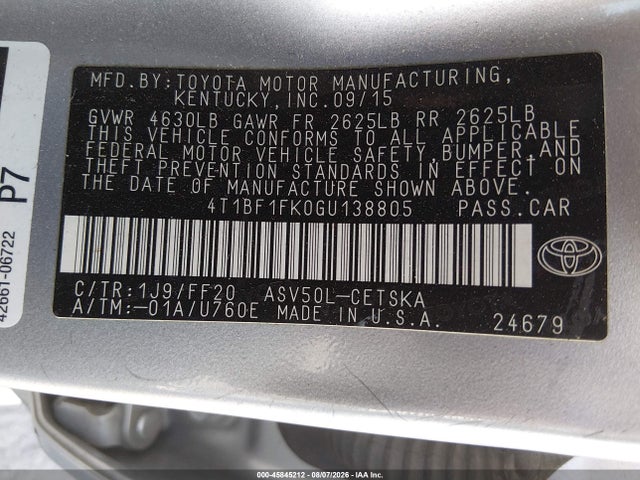 4T1BF1FK0GU138805 Toyota CAMRY SE