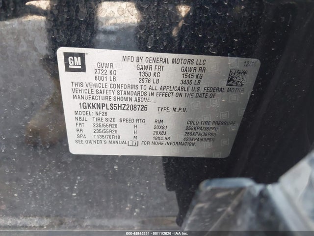 Aukcja sprzedaży 2017 Gmc Acadia Denali, vin: 1GKKNPLS5HZ208726, numer aukcji: 45845231