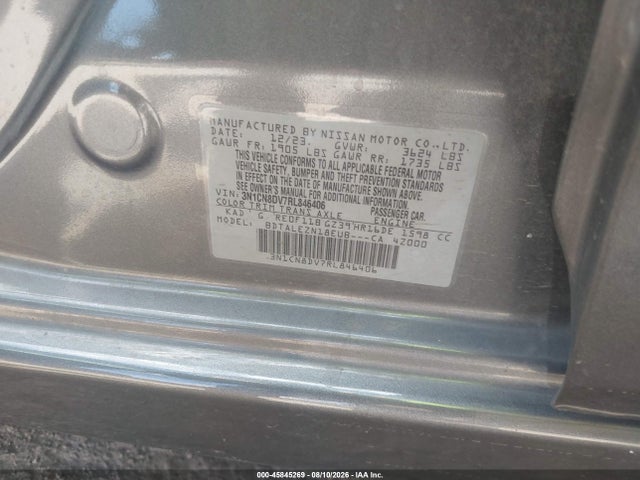 2024 Nissan Versa 1.6 S მანქანა იყიდება აუქციონზე, vin: 3N1CN8DV7RL846406, აუქციონის ნომერი: 45845269