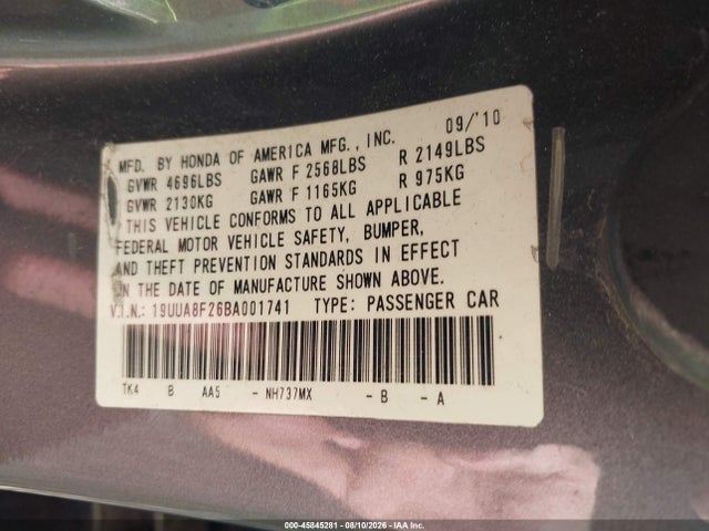 Продаж на аукціоні авто 2011 Acura Tl 3.5, vin: 19UUA8F26BA001741, номер лоту: 45845281